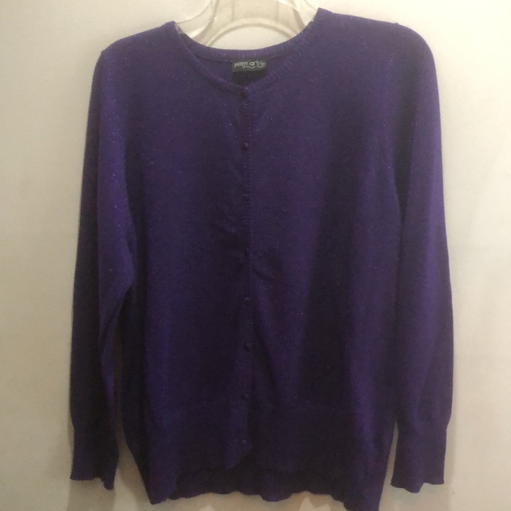 PRETTY! METALLIC THREAD PURPLE CARDIGAN - Picture 3 of 9